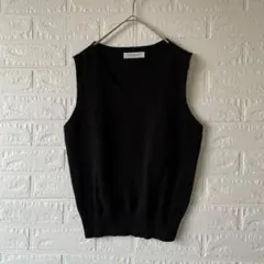 GALENA 【M】ブラック Vネック ニットベスト　コットン