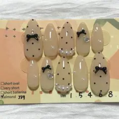 現品 ネイルチップ #J39 上品 大人可愛い リボン パール