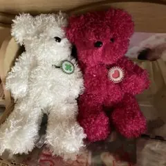 クマ型ぬいぐるみ2体セット（白・ピンク）
