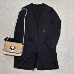 伊太利屋★レオパード柄ビジュー付★ロングカーディガン13号