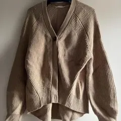 ベージュ ニットカーディガン Mサイズ
