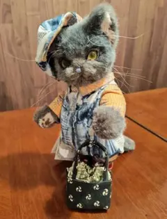 A猫 スチームパンクな猫のアートドール赤【ハンドメイド 人形 猫