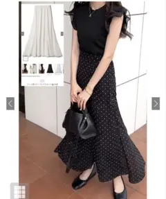 新品GRL ドット柄シアーフレアスカート[gc124]