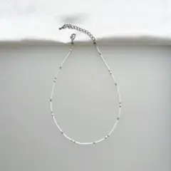 シンプルビーズネックレス　チョーカー【A】　ホワイト　ハンドメイド