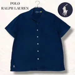 現行 QRタグ RALPH LAUREN ラルフローレン リネンシャツ ネイビー