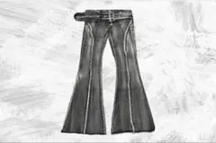 受注制 [XU DOG] belt flare denim ベルトフレアデニム