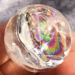 【虹特大！透明度高！幻想的】天然石　アイリスクォーツ　水晶　丸玉45