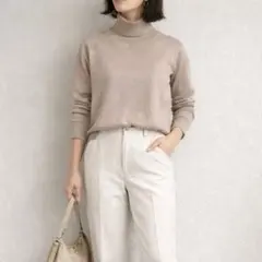 アンタイトル［M］上品ナチュラル◎ウール100％◎春色◎タートルネックニット