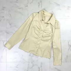 TRUSSARDI ギャザー 開襟シャツ アイボリー サイズ40*ND493のサムネイル