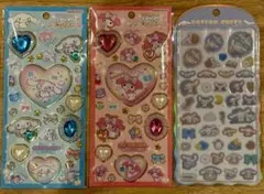 シナモロール マイメロ　キラキラジュエルシール　コットンパフィーシール