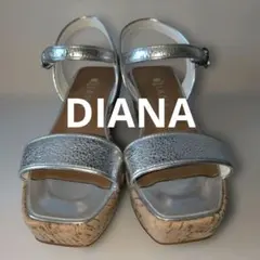 DIANA 厚底 コルクウェッジソールサンダル Lサイズ シルバー