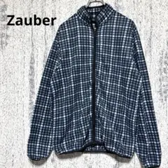 ツァアバー　フリースジャケット　ネイビー系チェック 薄手　M メンズ　美品