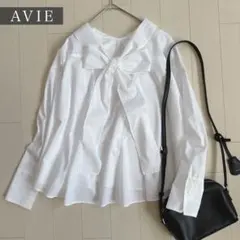 【美品人気】AVIE ボウタイブラウス ポンチョ風 2way お洒落 白 38