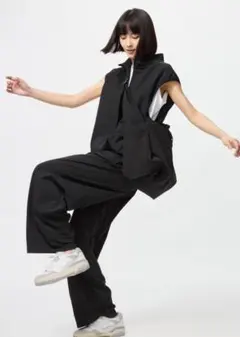 ウルトラストレッチアクティブワイドパンツ カーキ　丈短め　Ｌ