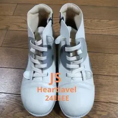 JS.Heartlavelホワイトレザーサイドジッパーブーツ