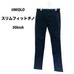ユニクロ スリムフィットチノ ストレッチ素材 コットンパンツ ブラック 黒 76