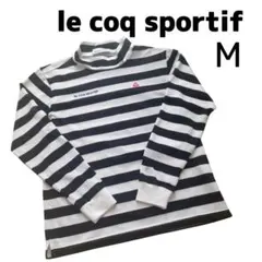 ルコックスポルティフ ゴルフウェア　ストライプ　メッシュ モックネック 長袖 M