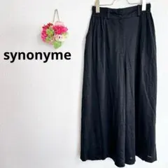 a5905 synonyme 麻100% ガウチョパンツ　ウエストゴム　ブラック
