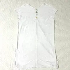 【2WAY】前後で着られる チュニック ワンピース 貝ボタン風 生成 F