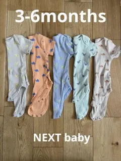 【美品】NEXT ベビー 半袖ロンパース 5枚セット 3-6ヶ月 恐竜柄のサムネイル