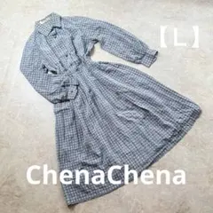 【春服】総柄シャツワンピース/レトロ/LVみたいなボタン/日本製