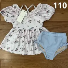 パフスリーブタンキニ　水着　いちご　プティマイン　petit main 110
