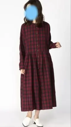 サマンサモスモス　スタンドネックチェックワンピース