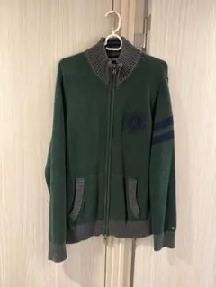 TOMMY HILFIGER グリーン ジップアップセーター L
