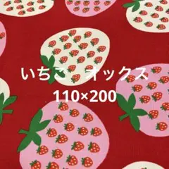 いちご柄オックス生地 赤　110×200