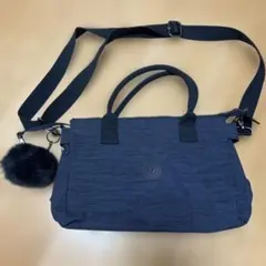●9270 Kipling キプリング　ハンドバッグ　ネイビー　チャーム付き
