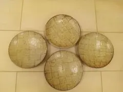 益子焼 島岡桂 作 陶芸 皿 ８枚セット 益子焼 島岡桂 作 陶芸 皿 8枚セット 島岡 桂 地釉 縄文象嵌