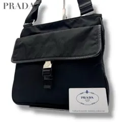 美品✨プラダ ショルダーバッグ 2way 三角ロゴ サフィアーノ ナイロン 黒