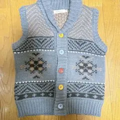 【120】BEAMS mini ノルディック柄ベスト