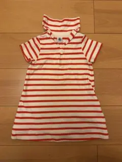 PETIT BATEAU 赤と白のストライプ ワンピース 18m/81cmのサムネイル