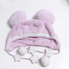 ミッキーマウス風ピンクフリース帽子