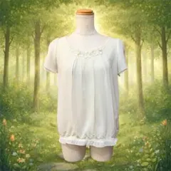 森ガール フェアリーグランジ お花モチーフ×パール装飾シフォンブラウスのサムネイル