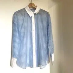 Zara ややシースルー　ストライプシャツ