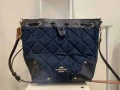コーチ ショルダーバッグ デニム キルティング アンディ 2way 紺