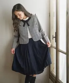 新品 組曲 グレンチェックジャケット＆プリーツワンピース セット 170