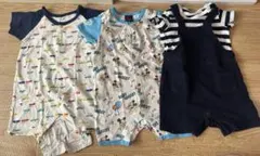 ロンパースセット 車・ミッキー柄 80cm以下