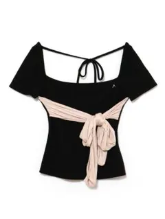 andmary Nancy ribbon tops ブラック