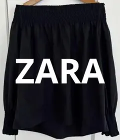 ZARA ザラ　オフショルダー トップス バルーンスリーブ　ブラック　黒　可愛い