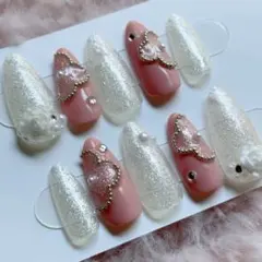 ネイルチップ 量産型 推しネイル ピンク ワンホン ロングネイル #130 ネイルチップ 量産型 推しネイル ピンク ワンホン ロングネイル #130