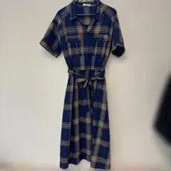 チェック柄 ロングワンピース