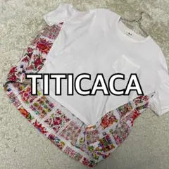 チチカカ TITICACA 半袖 Tシャツ カットソー 花柄切り替え ホワイトのサムネイル
