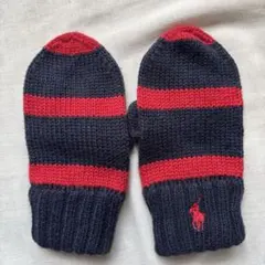 ⭐︎美品☆POLO ロゴ刺繍 ニットミトン ネイビー/レッド