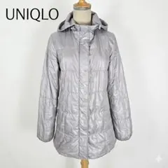 UNIQLO ユニクロ 中綿キルティングジャケット フード付 シルバーグレー M