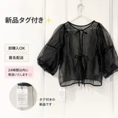 【新品タグ付】JUNOAH ワッシャーシアー 2wayリボンブラウス ブラックM