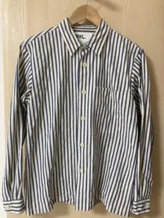 美品　MHL コットンリネン　ストライプシャツのサムネイル