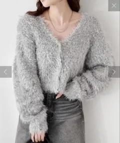 【新品未使用】Kastane グロスシャギーカーディガン　グレー